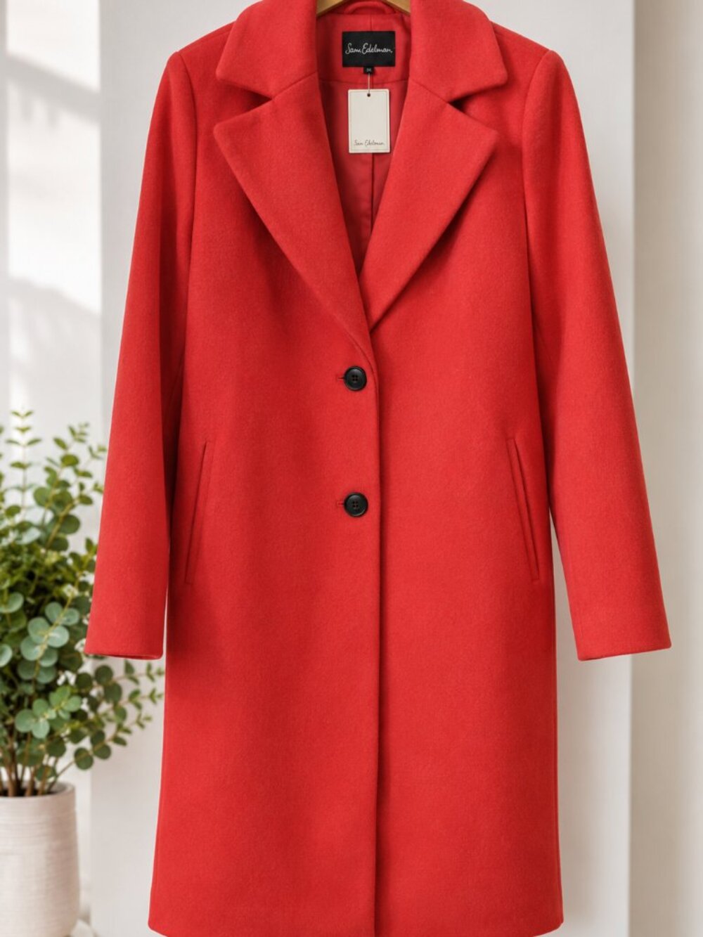 NEW Sam Edelman Red Wool Coat Women’s Size 16 Chic Business Modern Jacket